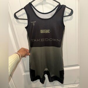 Black and Olive Wrestling Singlet